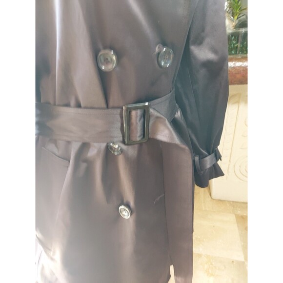 Joan Rivers Classics Collection Eggplant Brown Belted Trench Coat Sz L - Picture 6 of 9